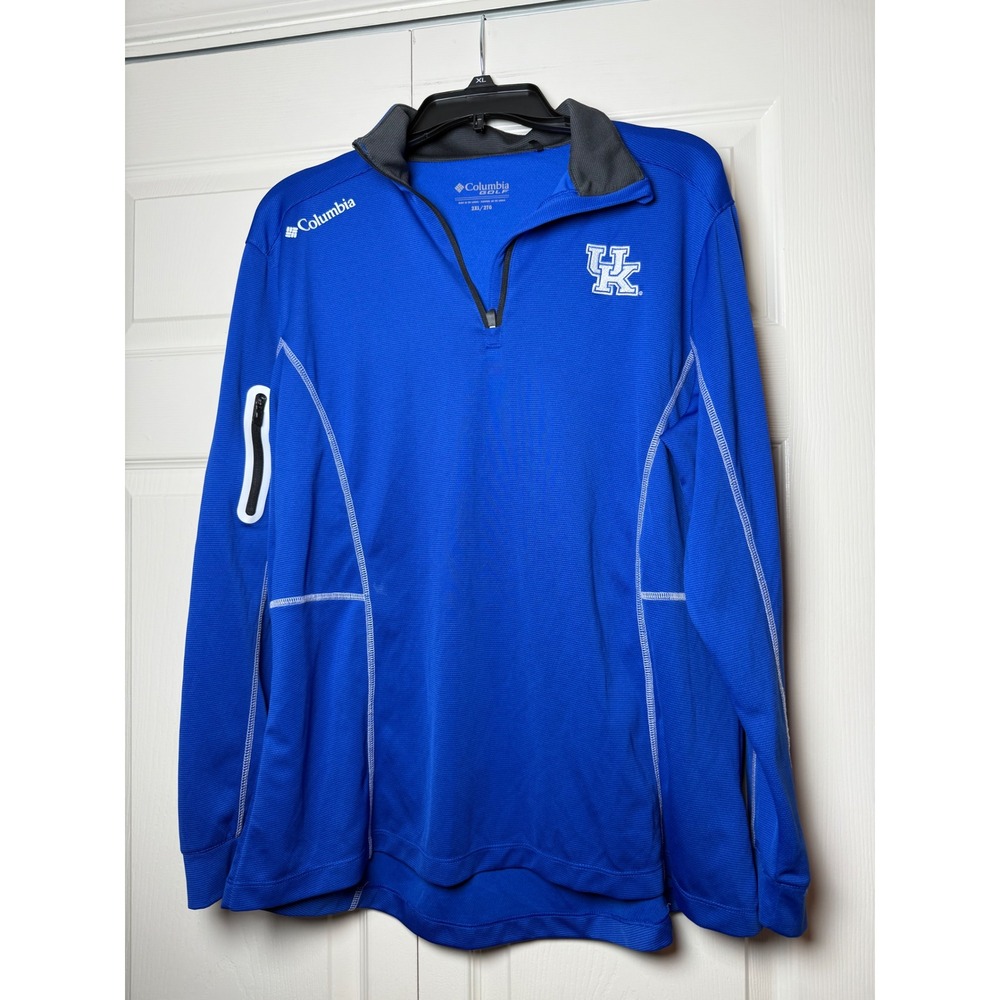 Columbia Golf Kentucky Wildcats Mens 2XL Blue Quarter Zip Pullover Jacket UK